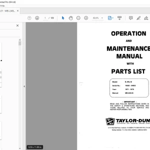 Taylor-Dunn B,BN,M Operation & Maintenance With Parts Manual  S.NO 19300-54833 PDF