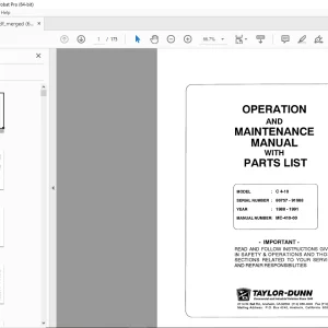 Taylor-Dunn C 4-10 Operation Maintenance With Parts Manual S.NO 86757-91988 PDF