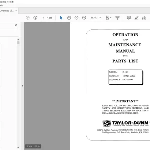 Taylor-Dunn C 4-25 Operation Maintenance With Parts Manual S.NO 119429 and up PDF