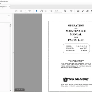 Taylor-Dunn C4-32,C4-33,C4-38 Operation & Maintenance With Parts Manual PDF