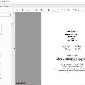 Taylor-Dunn E 4-50 Operation & Maintenance With Parts Manual S.NO up 16000-75999 PDF