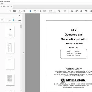 Taylor-Dunn ET-025-96 Operators & Service Manual PDF