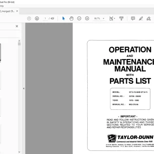 Taylor-Dunn GT 3-70 & GT 3-71 Operation Maintenance With Parts Manual PDF