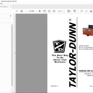 Taylor-Dunn MB-210-07 Operation Trouble Shooting With Parts Manual S.NO 147865 PDF