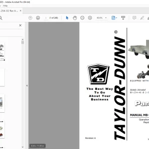 Taylor-Dunn MB-254-02 Operation & Trouble Shooting Parts Manual S.NO 165448 PDF