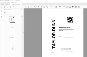 Taylor-Dunn MR-200-00 Operators And Maintenance S.NO R300850 & up Parts Manual PDF
