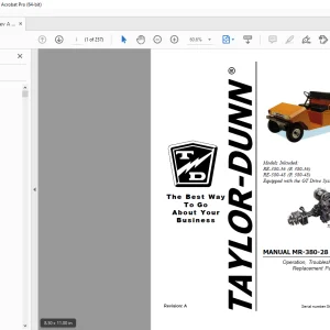 Taylor-Dunn MR-380-28 Operation Trouble Shooting & Replacement Parts Manual PDF