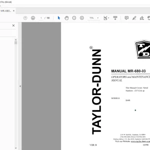 Taylor-Dunn MR-680-03 Operators & Maintenance Parts Manual S.NO. 125712 & up PDF