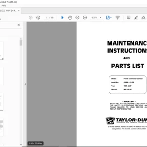 Taylor-Dunn P With Contactor Control  Maintenance Instructions Parts Manual PDF