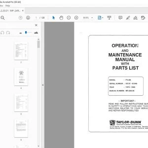 Taylor-Dunn P2-49 Vehicle Operation & Maintenance With Parts Manual PDF