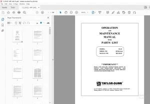 Taylor-Dunn P2-49 Vehicle Operation & Maintenance With Parts Manual S.NO 81946 & UP