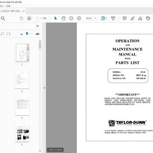 Taylor-Dunn P2-50 Vehicle Operation & Maintenance With Parts Manual PDF