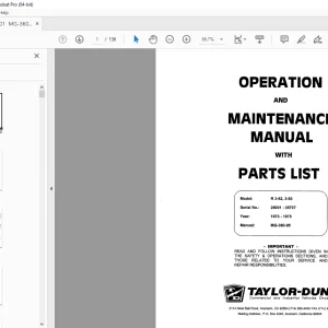 Taylor-Dunn R 3-62,R 3-63 Operation & Maintenance Parts Manual S.NO. 26001-35707 PDF