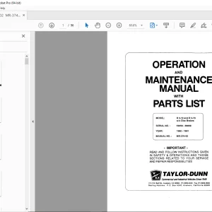Taylor-Dunn R 3-72 & R 3-73 Disc Brakes Operation & Maintenance Parts Manual PDF