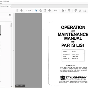Taylor-Dunn R 3-74 Operation & Maintenance Parts Manual S.NO. 35708-59049 PDF