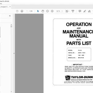 Taylor-Dunn R 3-74 Operation & Maintenance Parts Manual S.NO. 66670-74731 PDF