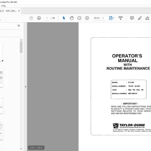 Taylor-Dunn R 3-80 Operators Routine Maintenance Parts Manual S.NO. 78167-81203 PDF