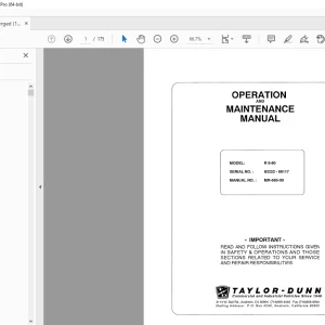 Taylor-Dunn R 6-80 Operation & Maintenance Parts Manual S.NO.83222-88117 PDF