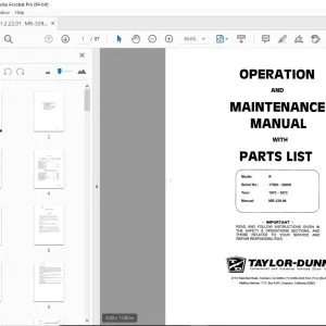 Taylor-Dunn R Operation & Maintenance With Parts Manual PDF