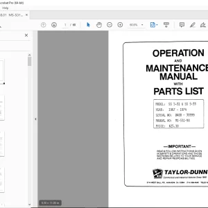 Taylor-Dunn SS 5-31 & SS 5-33 Operation And Maintenance With Parts Manual PDF