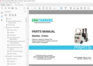 Unicarriers 1F2UC Engine PoweredLPG, Gasoline, Dual Fuel Parts Manual PDF