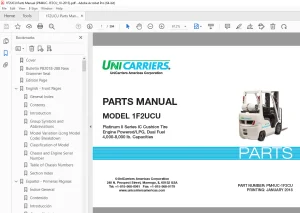 Unicarriers 1F2UCU Platinum II Series IC Cushion Tire Engine Powered/LPG, Dual Fuel Parts Manual PDF