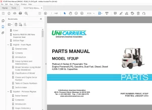Unicarriers 1F2UP Platinum II Series IC Pneumatic Tire Engine Parts Manual PDF