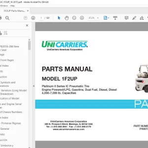 Unicarriers 1F2UP Platinum II Series IC Pneumatic Tire Engine Parts Manual PDF