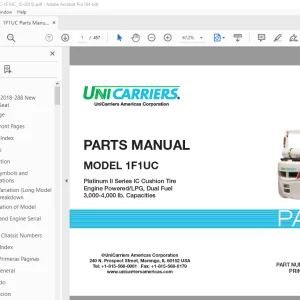 Unicarriers Forklift 1F1UC Parts Manual PN PM4UC-1F1UC - PDF DOWNLOAD