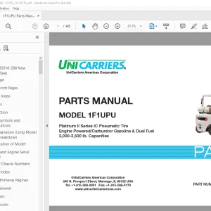Unicarriers Forklift 1F1UPU Parts Manual PN PM5UC-1F1PU - PDF DOWNLOAD