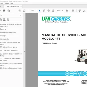 Unicarriers Forklift 1F4 TD42 Motor Diesel MOTOR MANUAL DE SERVICIO PDF