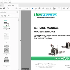 Unicarriers Forklift 2W1/2W2 Service Manual SM3UC-2W120 - PDF DOWNLOAD