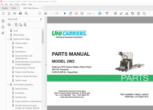 Unicarriers Forklift 2W2 Parts Manual PN PM3UC-2W2RP - PDF DOWNLOAD