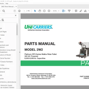 Unicarriers Forklift 2W2 Parts Manual PN PM3UC-2W2RP - PDF DOWNLOAD
