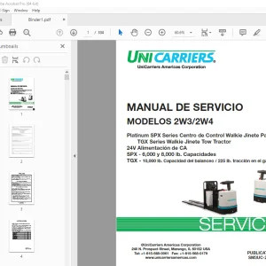 Unicarriers Forklift 2W3 2W4 MANUAL DE SERVICIO SM3UC-2W340-SP PDF