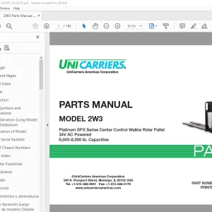 Unicarriers Forklift 2W3 Parts Manual PN PM3UC-2W3SP - PDF DOWNLOAD