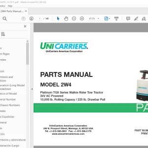 Unicarriers Forklift 2W4 Parts Manual PN PM3UC-2W4TG - PDF DOWNLOAD
