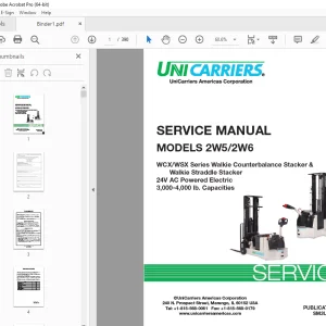 Unicarriers Forklift 2W5 2W6 Service Manual SM3UC-2W560 - PDF DOWNLOAD