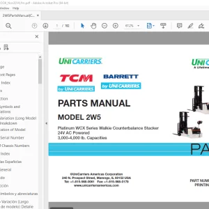 Unicarriers Forklift 2W5 Parts Manual PN CF860-UBOOK - PDF DOWNLOAD