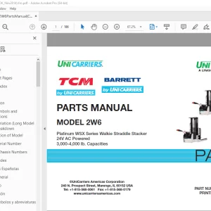 Unicarriers Forklift 2W6 Parts Manual PN CF870-UBOOK - PDF DOWNLOAD