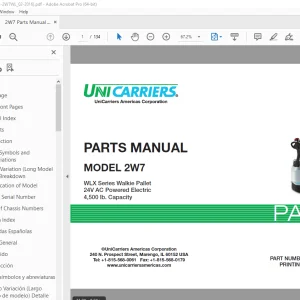 Unicarriers Forklift 2W7 Parts Manual - PDF DOWNLOAD