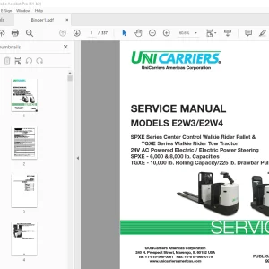 Unicarriers Forklift E2W3 E2W4 Service Manual 997SE-33100 PDF