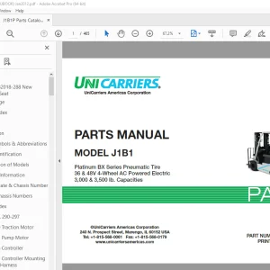 Unicarriers Forklift J1B1 Parts Manual PN CF661-UBOOK - PDF DOWNLOAD