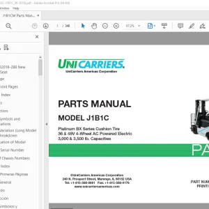 Unicarriers Forklift J1B1C Parts Manual PN PM1UC-J1B1C - PDF DOWNLOAD