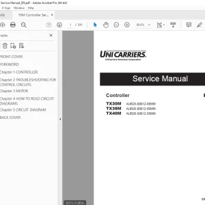 Unicarriers Forklift TX30M TX35M TX40M Controller Service Manual PDF