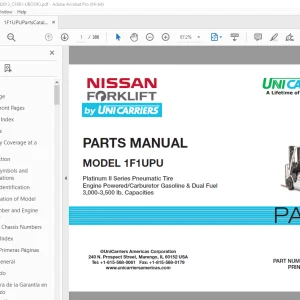 Unicarriers Nissan Forklift 1F1UPU Parts Manual - PDF DOWNLOAD