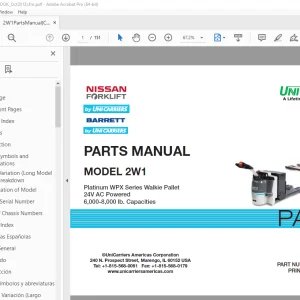 Unicarriers Nissan Forklift 2W1 Parts Manual - PDF DOWNLOAD