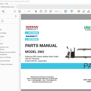 Unicarriers Nissan Forklift 2W2 Parts Manual - PDF DOWNLOAD