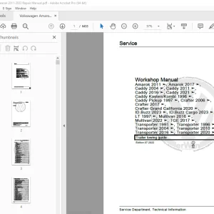 Volkswagen Amarok 2011-2022 Repair Manual - PDF DOWNLOAD