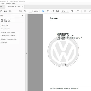 Volkswagen Beetle 2017 & Beetle Cabriolet 2017 Maintenance Manual PDF